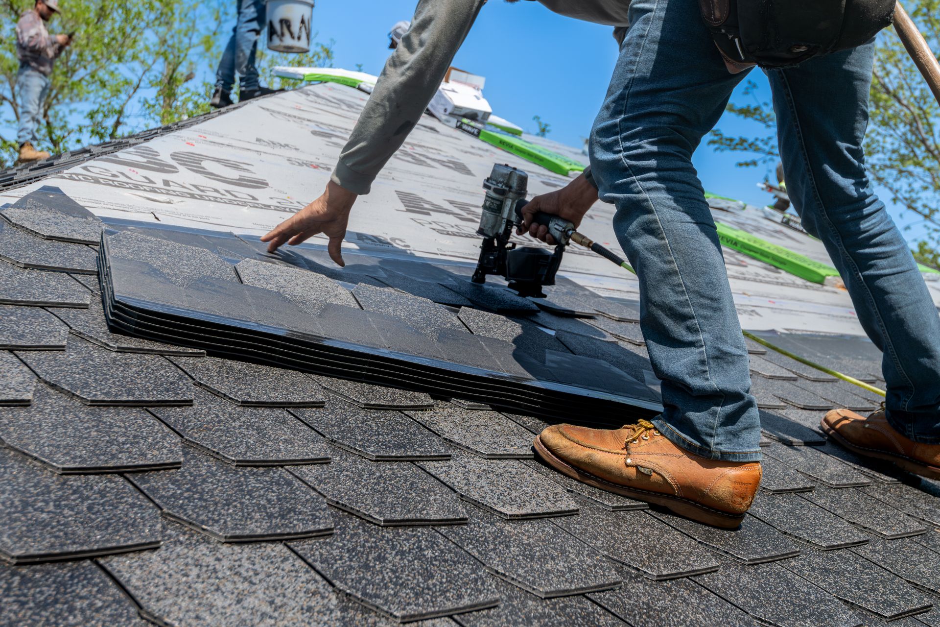 Roof repair close up