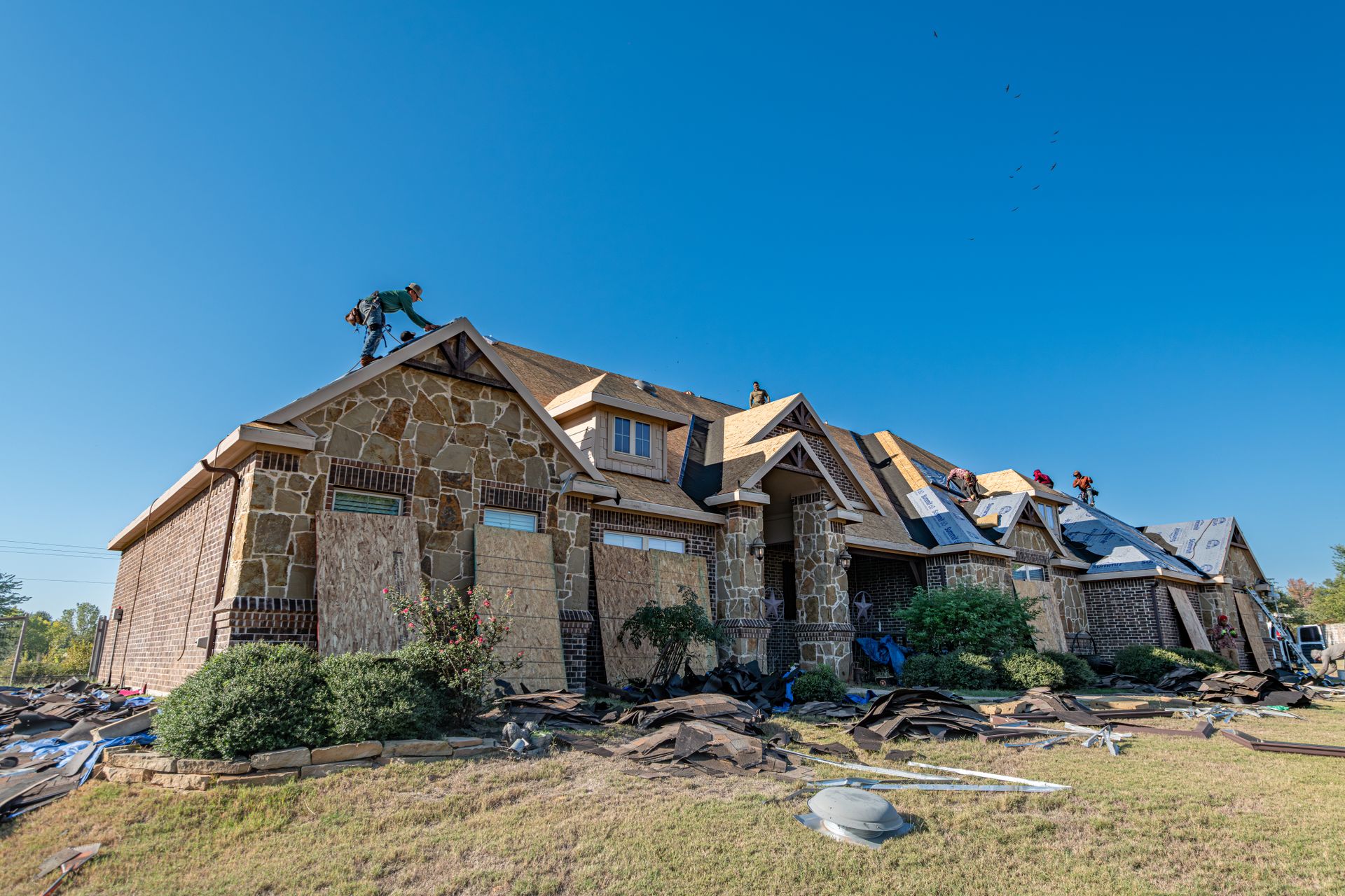 Roof replacement in progress